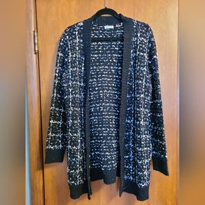Blu Pepper black and blue tweed like cardigan